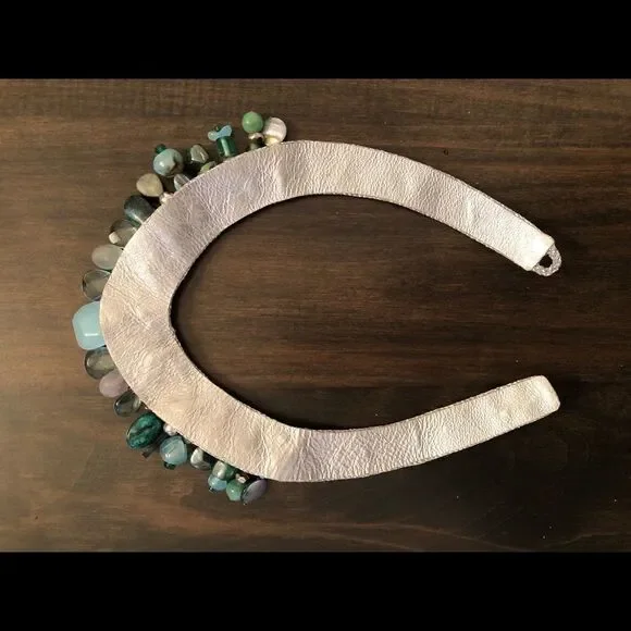 SEMI-PRECIOUS MULTI-STONE & LEATHER COLLAR